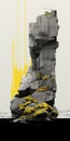 Yellow Waterfall A Monochromatic Land Art Image With Poetry Touch