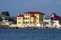 Yellow waterfront home.