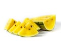 Yellow watermelon white background Royalty Free Stock Photo