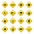 Yellow weather sign icons
