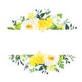 Yellow wedding horizontal botanical vector design banner