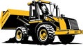 Yellow Wheel Loader Tractor with Bucket Working on Construction Site, Industrial Machine Royalty Free Stock Photo
