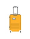 Yellow wheeled suitcase isolated icon