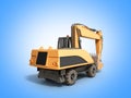 Yellow wheels Bulldozer 3d render on blue