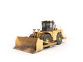 Yellow wheels Bulldozer 3d render on white