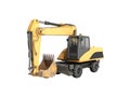 Yellow wheels Bulldozer 3d render on white no shadow