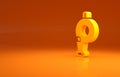 Yellow Whistle icon isolated on orange background. Referee symbol. Fitness and sport sign. Minimalism concept. 3d