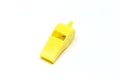 Yellow whistle white background Royalty Free Stock Photo