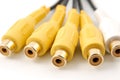 Yellow white audio video RCA plugs Royalty Free Stock Photo