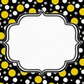 Yellow, White and Black Polka Dot Frame Background Royalty Free Stock Photo