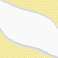 Yellow and White Chevron Zigzag Frame with Torn Background