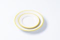 Yellow and white dinner plates Royalty Free Stock Photo