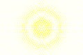 Yellow white dotted halftone. Concentric radial halftone background.
