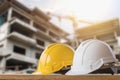 yellow and white helmet safety in construction