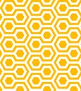 Yellow and White Hexagons Seamless Pattern. Vector Geometric Ornament. Simple Illustration for Honey Packaging