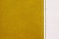 Yellow and white leather with decorative seam texture background Royalty Free Stock Photo