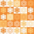 Yellow white orange snowy christmas background, decorative illustrations seamless pattern