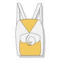 Yellow and white school backpack. Backpack for school supplies, notebooks, pencils, pens, rulers, scissors, paper. Education and s