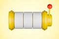 Yellow and white slot machine with red ball Royalty Free Stock Photo