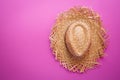 Yellow wicker straw hat Royalty Free Stock Photo