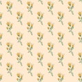 Yellow wildflowers with leaves seamless pattern. Floral endless background. Flower and foliage loop tiled ornament Summer botanic Royalty Free Stock Photo