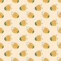 Yellow wildflowers simple seamless pattern. Floral retro endless background. Flower summer repeat cover. Vector hand drawn Royalty Free Stock Photo