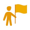 Yellow winner man with a flag icon