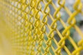 Yellow wire fence close up