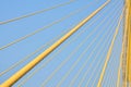 Yellow wire rope at Suspension bridge.