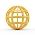 Yellow Wireframe Globe Icon on a White Background Royalty Free Stock Photo