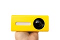 yellow wireless projector, 4K movie projector, Full HD Bluetooth for video playback, watching movies for home and office Royalty Free Stock Photo