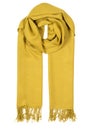 Yellow women`s scarf beautifully folded on an isolated white background