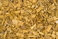 Yellow wood chips background. Royalty Free Stock Photo