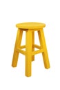 Yellow wood stool isolated over white background