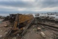 Yellow wooden boats