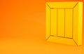 Yellow Wooden box icon isolated on orange background. 3d illustration 3D render Royalty Free Stock Photo