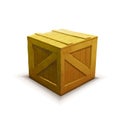 Yellow wooden crate, realistic icon isolated on