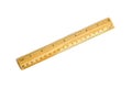 Yellow wooden ruler on a white background Royalty Free Stock Photo