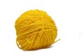 Yellow yarn (woolen) ball on white background. Use to make woollens for winters.