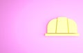 Yellow Worker safety helmet icon isolated on pink background. Insurance concept. Security, safety, protection, protect