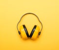 Yellow working protective headphones