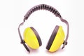 Yellow working protective headphones