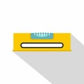 Yellow working tool bubble level icon, flat style