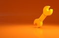 Yellow Wrench spanner icon isolated on orange background. Spanner repair tool. Service tool symbol. Minimalism concept