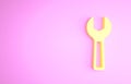 Yellow Wrench spanner icon isolated on pink background. Minimalism concept. 3d illustration 3D render