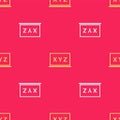 Yellow XYZ Coordinate system on chalkboard icon isolated seamless pattern on red background. XYZ axis for graph Royalty Free Stock Photo