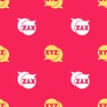 Yellow XYZ Coordinate system icon isolated seamless pattern on red background. XYZ axis for graph statistics display Royalty Free Stock Photo