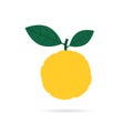 Yellow yuzu fruit icon with shadow