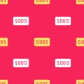 Yellow Zero cost icon isolated seamless pattern on red background. Empty bank account. Vector