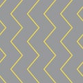 Yellow zigzags on gray background vector seamless pattern. Colors of the year 2021. Trendy simple geometric background Royalty Free Stock Photo